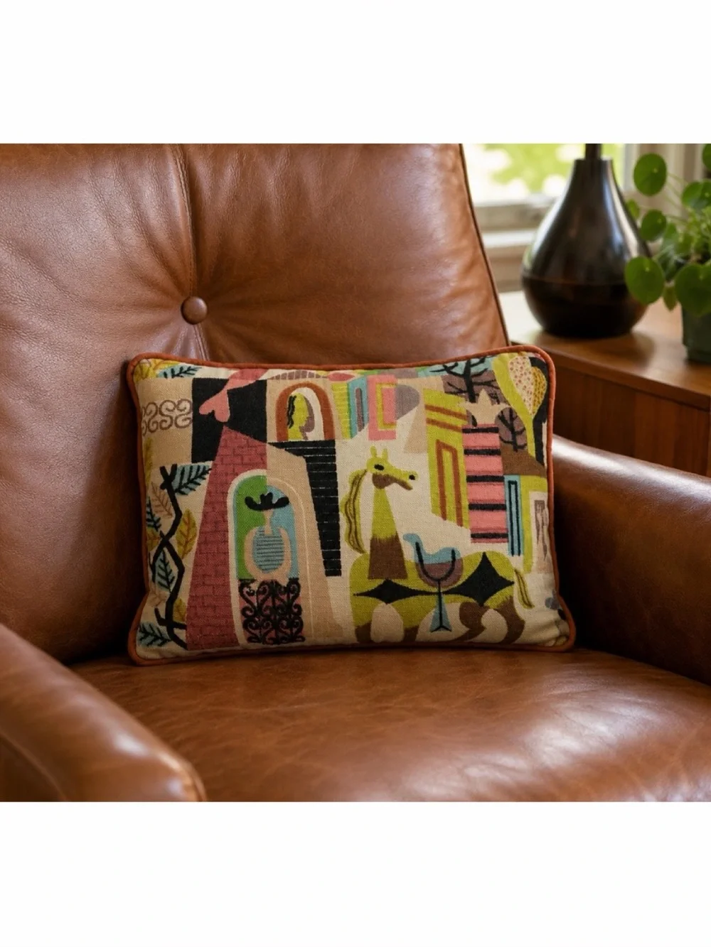 Mid-Century Modern Colorful Decorative Accent Throw Pillow, OS